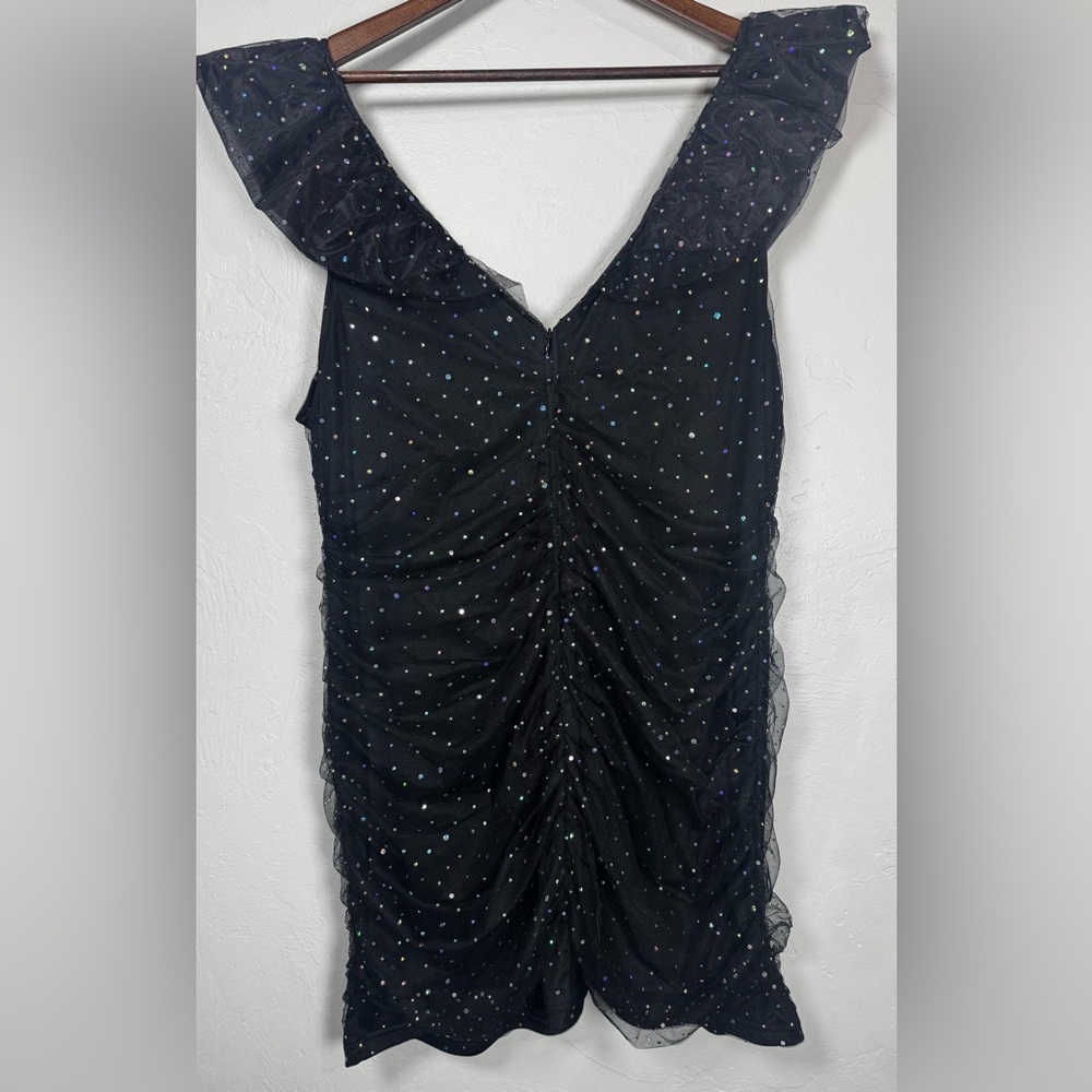 Double Crazy‎ Faux Rhinestone Black Tulle Mini Dress Party Size 3X XXXL